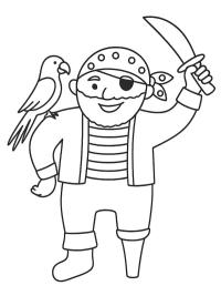 Piraat met een papegaai op zijn schouder