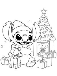 Stitch met Kerstcadeaus