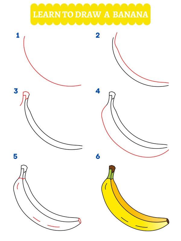 Hoe teken je een banaan?