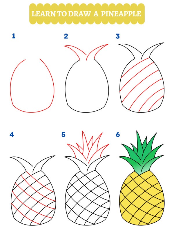 Hoe teken je een ananas?