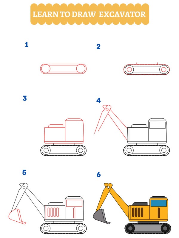 Hoe teken je een graafmachine?