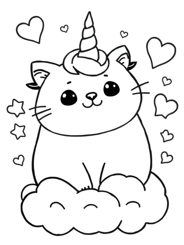 Pusheen Unicorn Kleurplaat