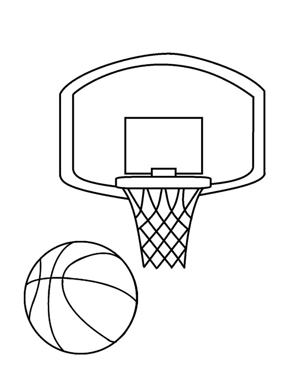 Kleurplaat Basketbalkorf bal |