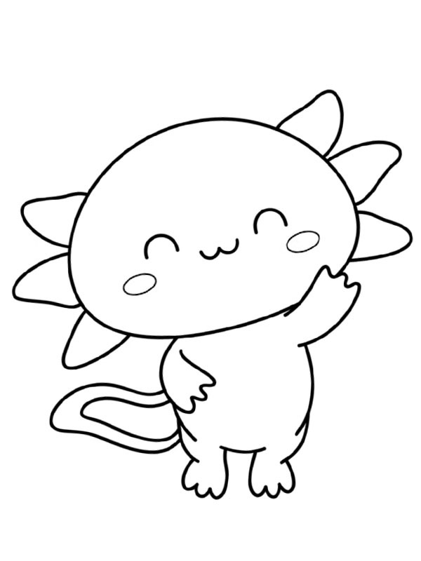 Kawaii Axolotl Kleurplaat