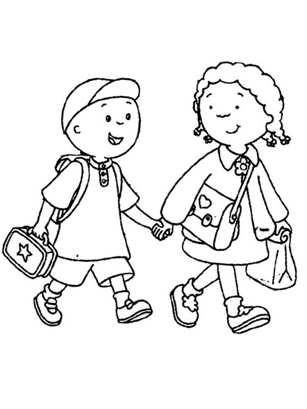 Ik was mijn kleren hemel Trekken Kleurplaat Kinderen lopen naar school | Leukekleurplaten.nl