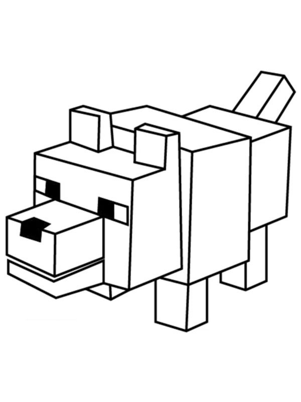 Minecraft Wolf Kleurplaat