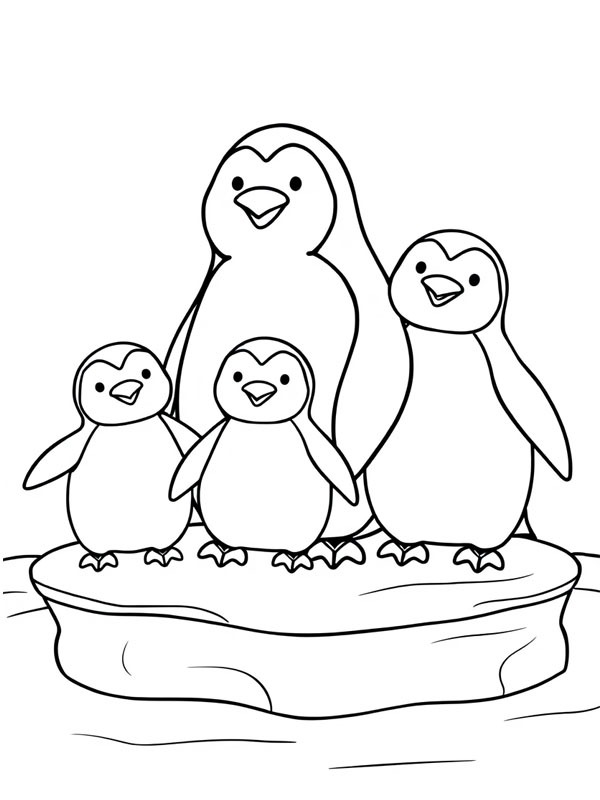 Pinguin familie Kleurplaat