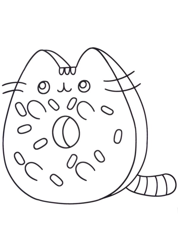 Pusheen donut Kleurplaat