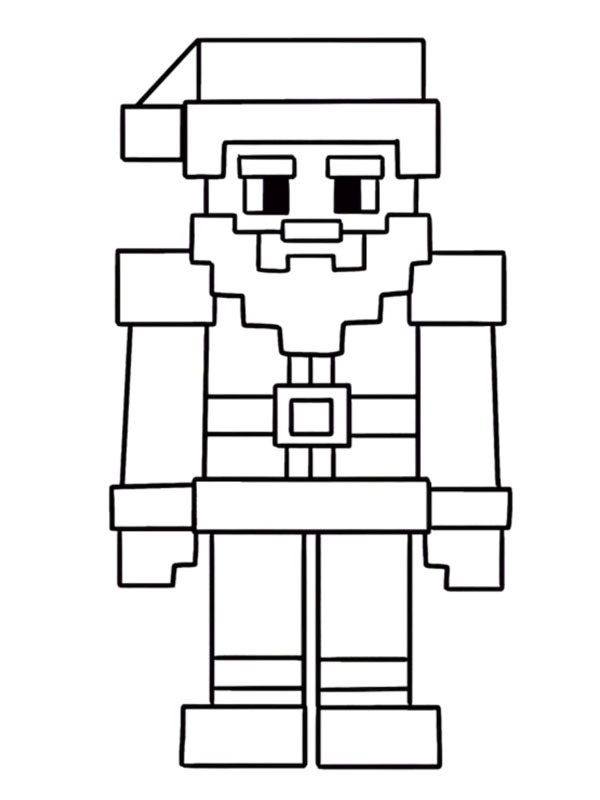 Kerstman Minecraft Kleurplaat