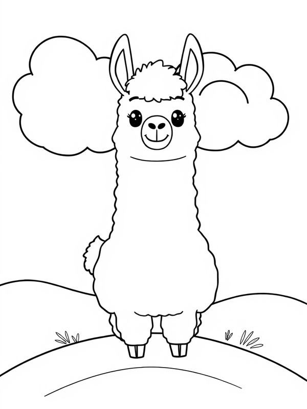 Schattige alpaca Kleurplaat