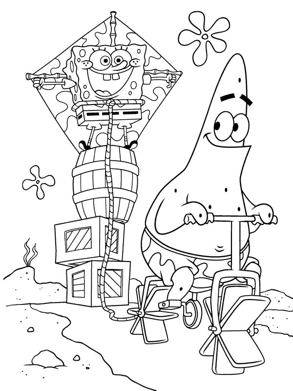 Spongebob Squarepants en Patrick Ster Kleurplaat