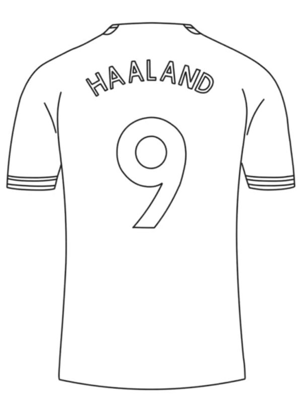 Voetbalshirt Erling Haaland Kleurplaat